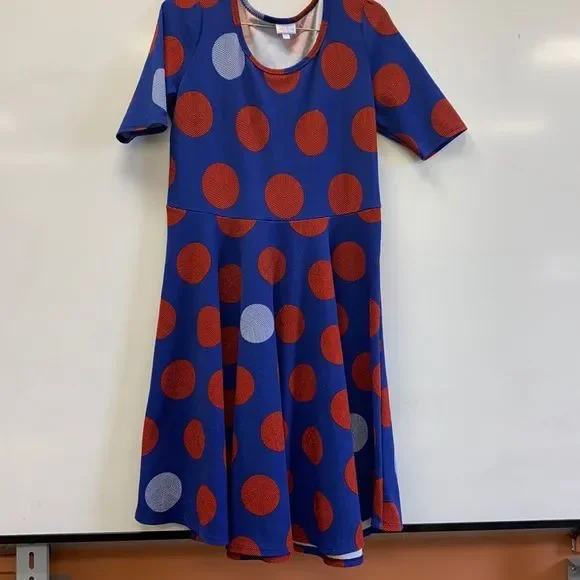 LuLaRoe | Dresses | Womens Bluered Polka Dots Lularoe Amelia Dress |  Poshmark